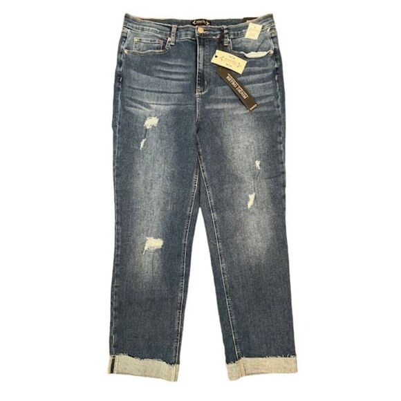 NWT Nanette Lepore Jolie Super High Rise Straight Retro Denim Stretch Size 12 - Picture 1 of 12